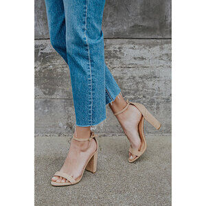 Lulus Taylor Natural Suede Ankle Strap Heels Beige - Size 8